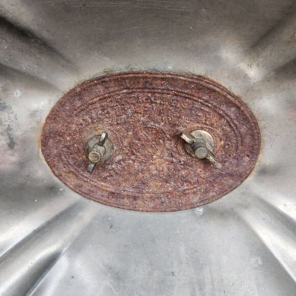 Antique Early Pewter Signed Food Dome Cloche Cover English Grape Leaf Handle - Picture 9 of 10